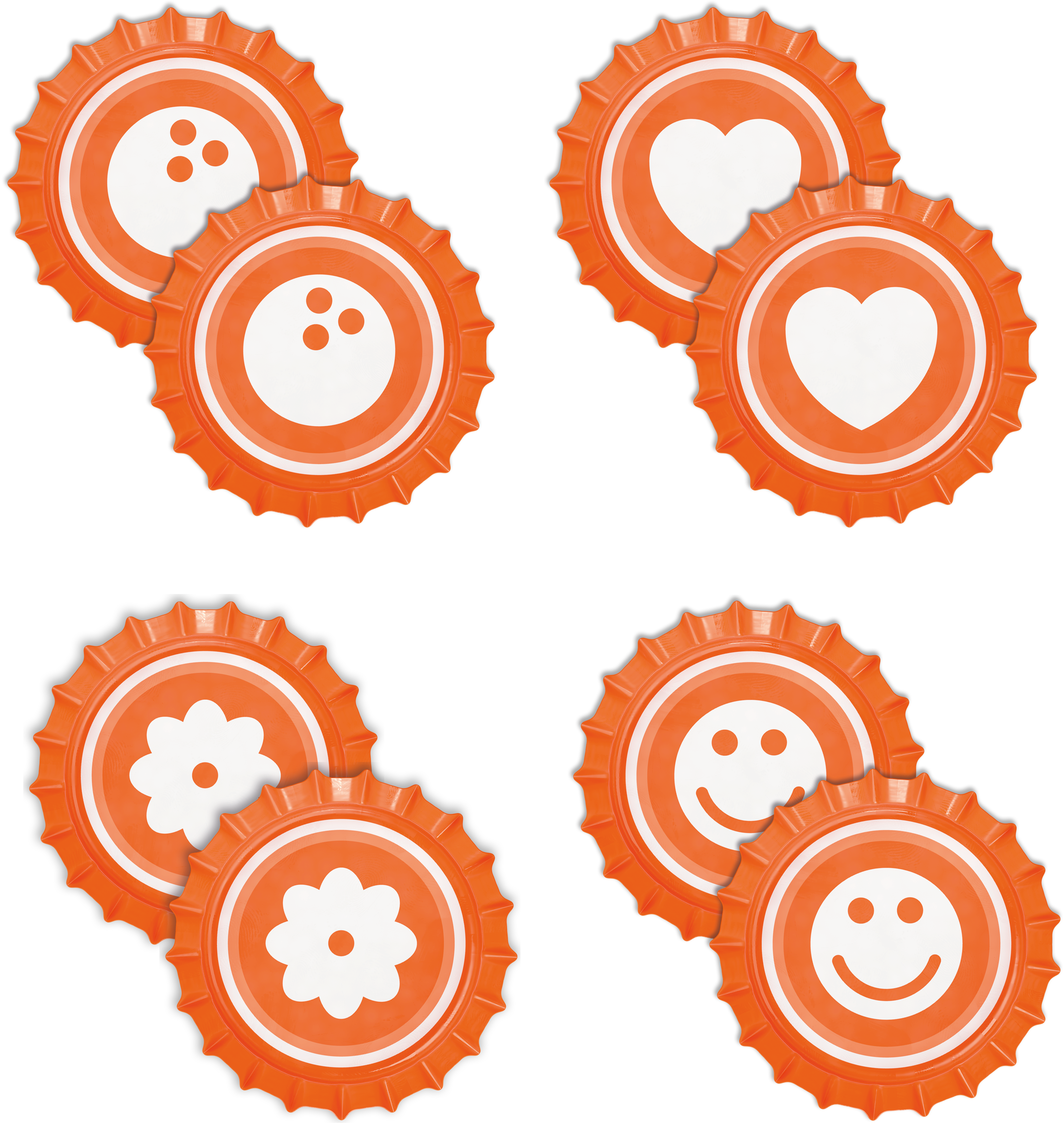 Les 2 capsules de chaques équipes du jeu 111, soit les Fleurs, les Coeurs, les Bowling et les Smiley